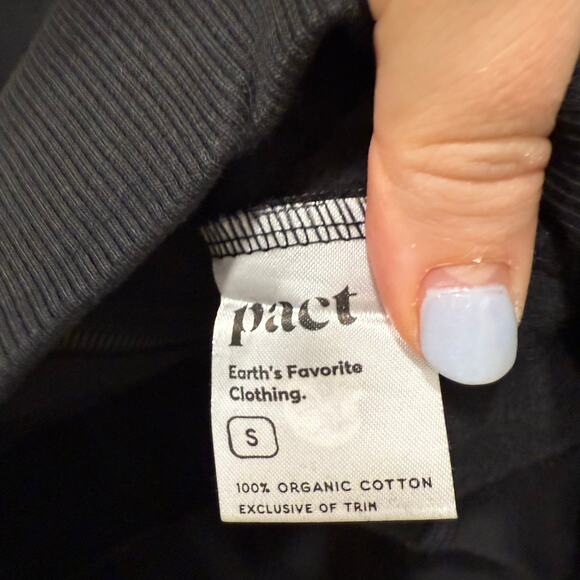 Pact NWT One For All Unisex Zip Hoodie Sweatshirt Black Sml Organic Sustainable - Picture 9 of 15